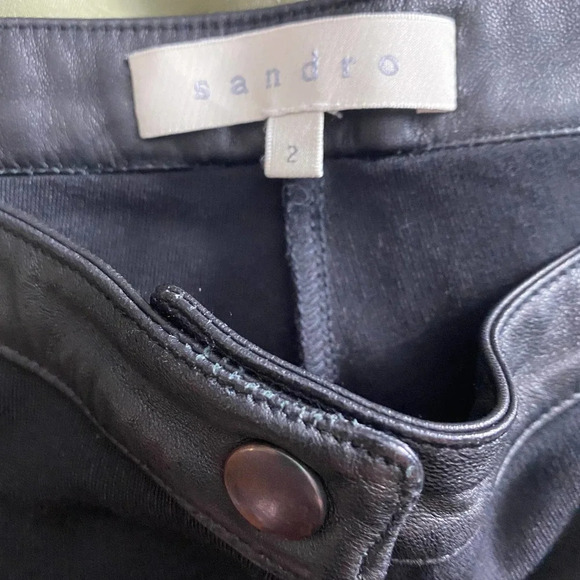 Sandro Black Leather‎ Panel Ponte Leggings - Picture 11 of 12